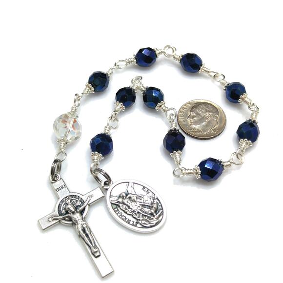 One Decade Rosary, Police Rosary, Handmade Saint Michael Pocket Rosary - Picture 10 of 10